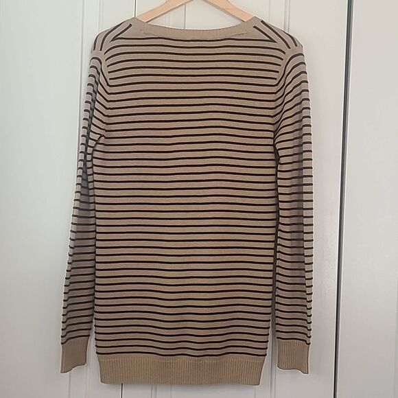 Volcom Tan and Black Striped Cardigan Cotton Blend Light Weight Size S - Picture 6 of 11